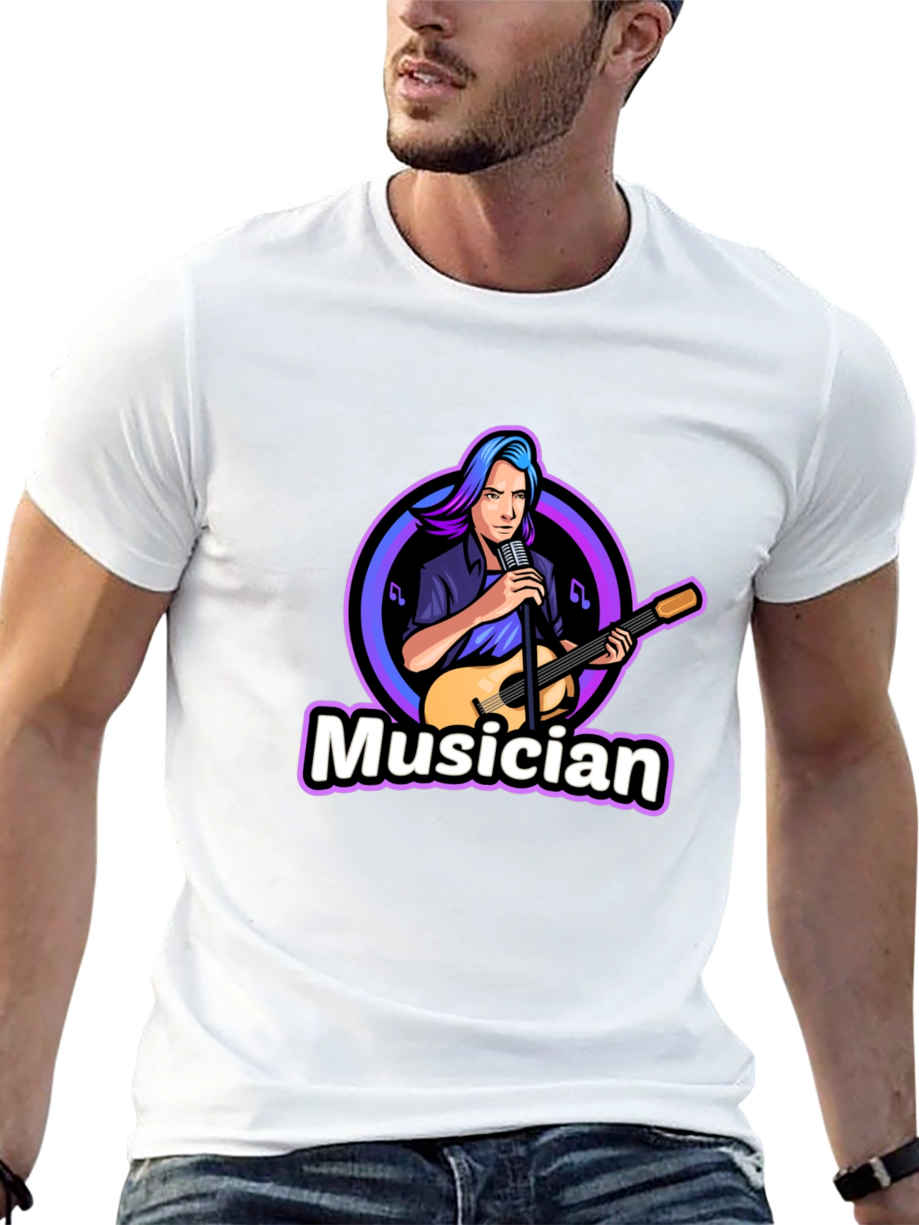 Musician Graphic Print Black T-Shirt