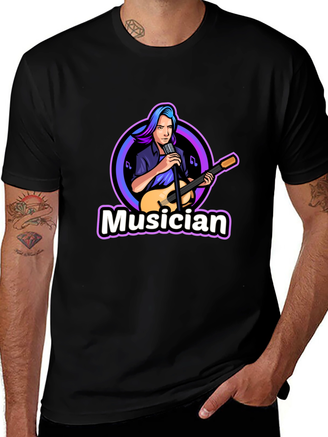 Musician Graphic Print Black T-Shirt