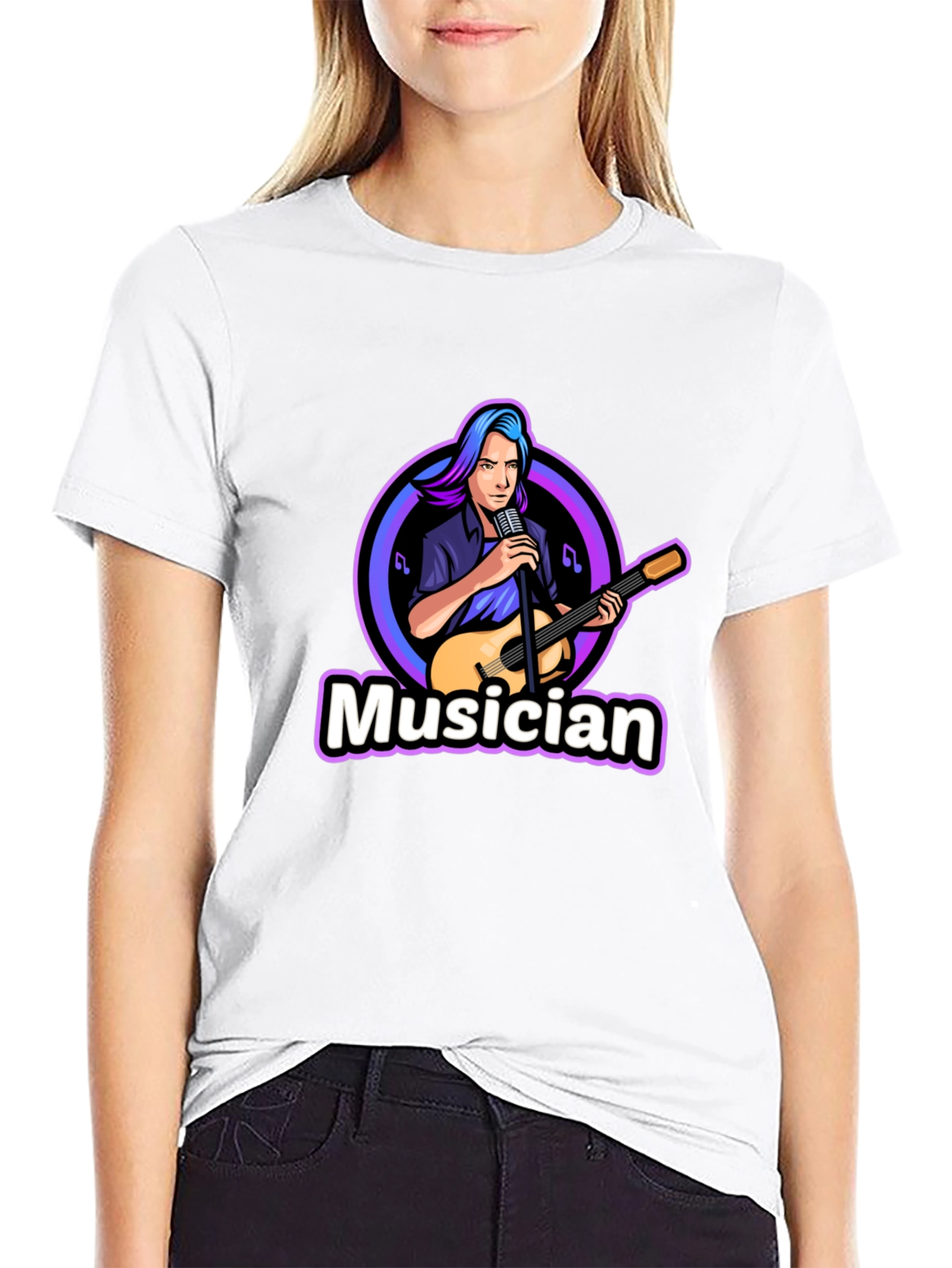 Musician Graphic Print Black T-Shirt