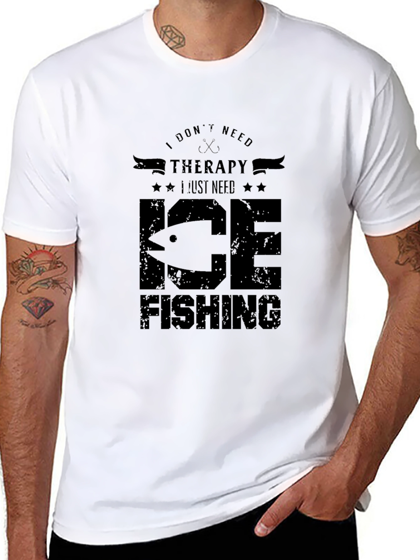 Ice Fishing Therapy Graphic T-Shirt
