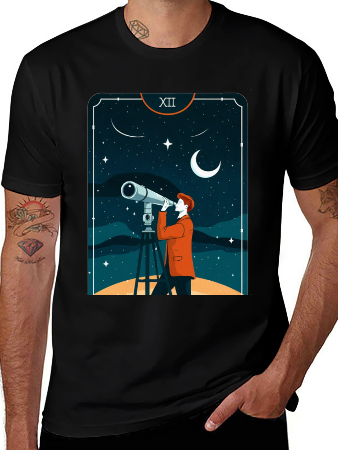 Astrology Telescope Tarot Card T-Shirt