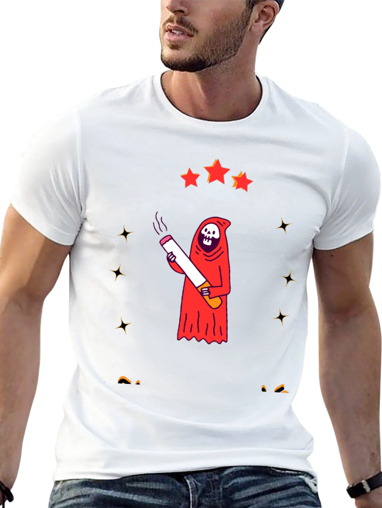 Smoking Grim Reaper Graphic T-Shirt - Unisex