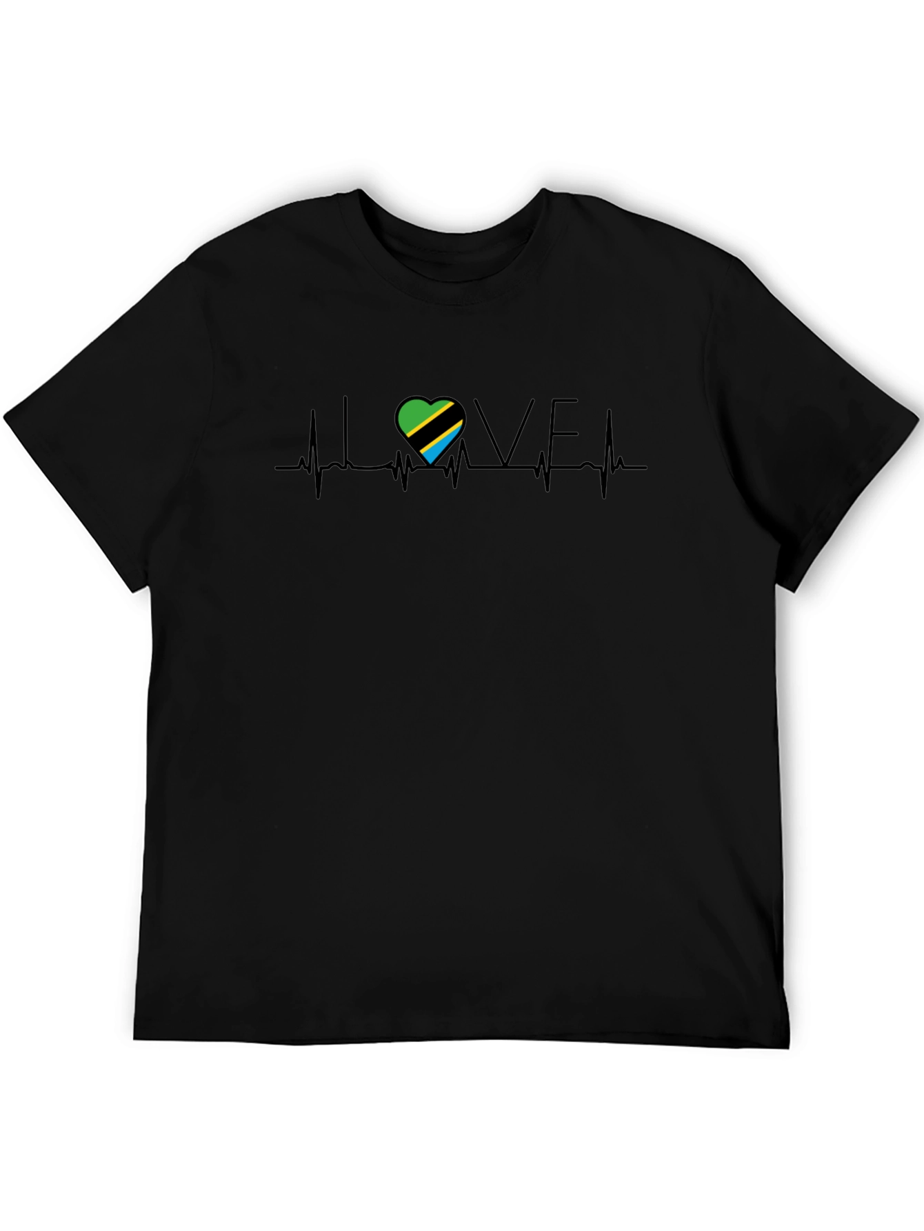 Tanzania Flag Heartbeat Love Graphic Tee