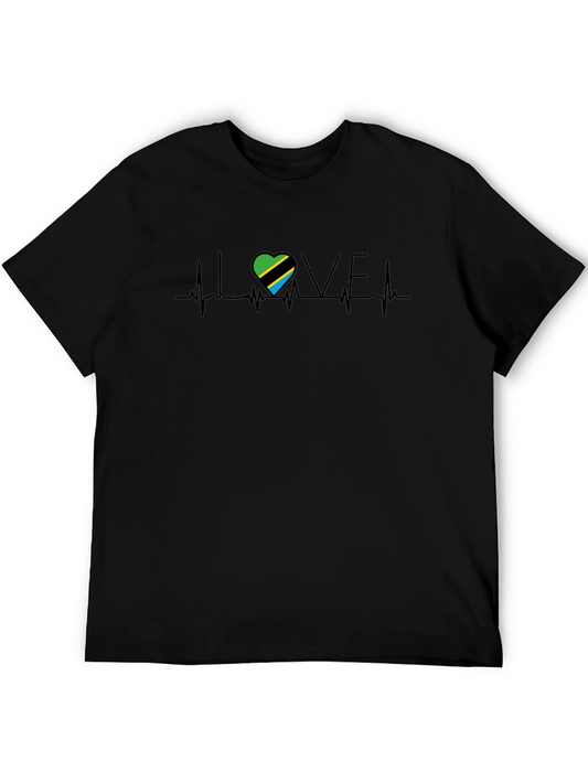 Tanzania Flag Heartbeat Love Graphic Tee