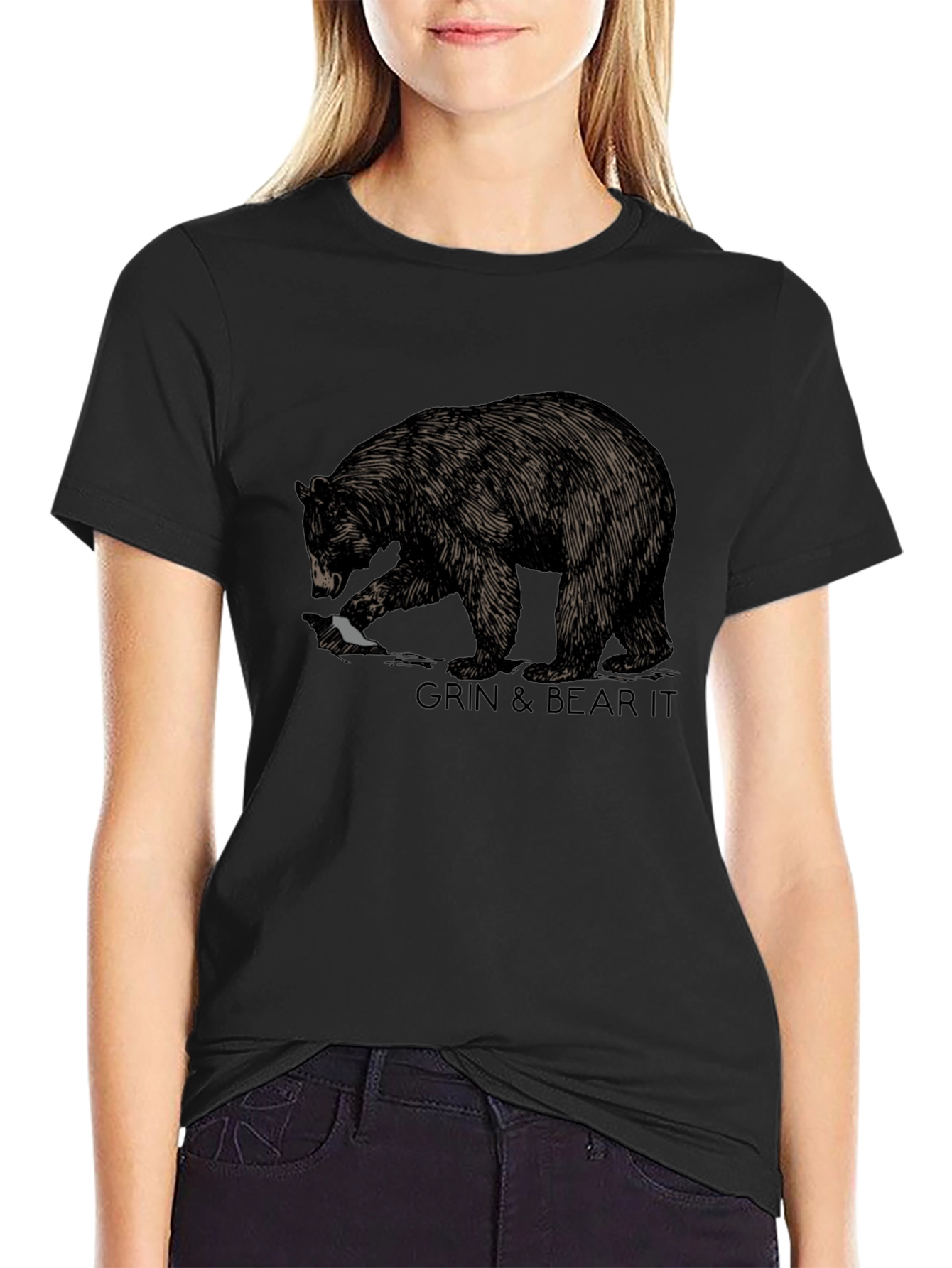 Grin & Bear It Graphic Tee - Black
