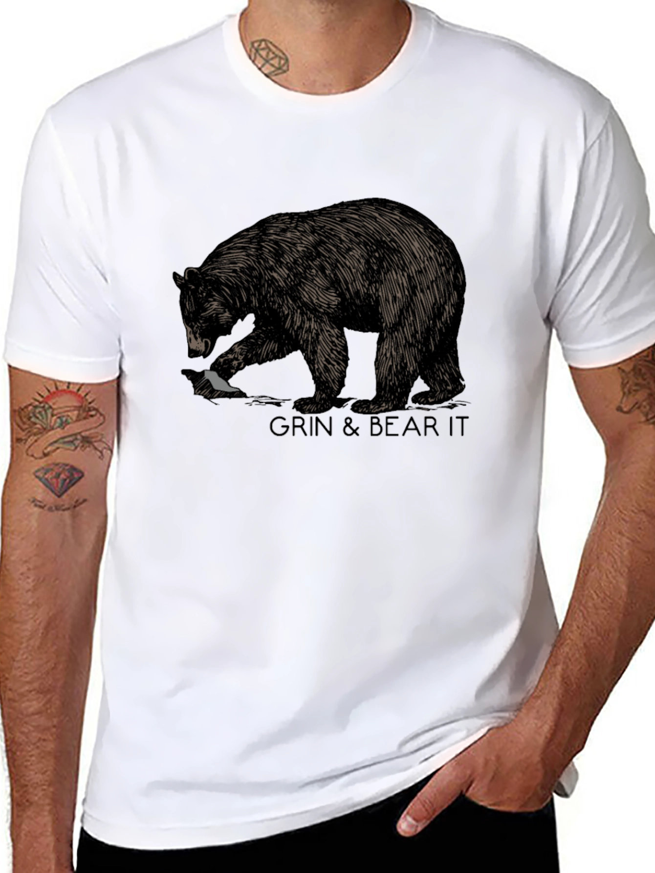 Grin & Bear It Graphic Tee - Black