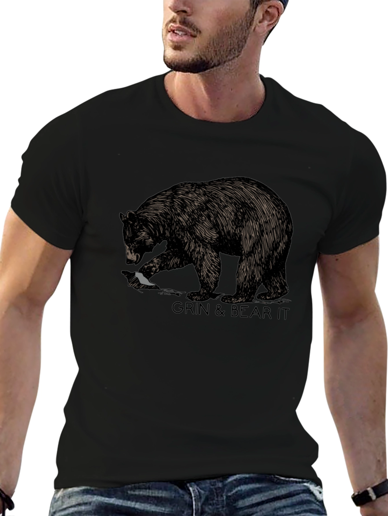 Grin & Bear It Graphic Tee - Black