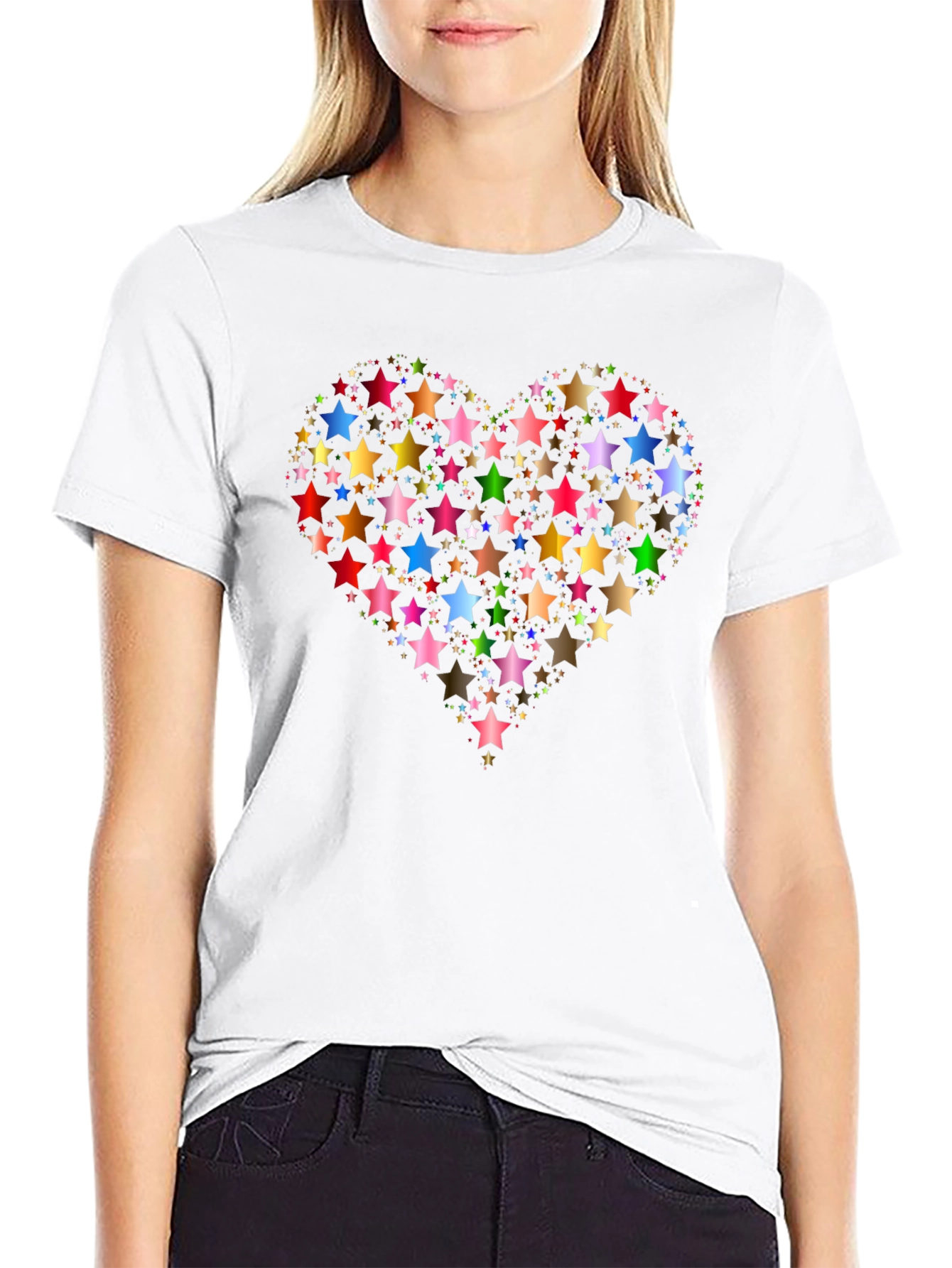 Star Heart Black T-Shirt Graphic Tee