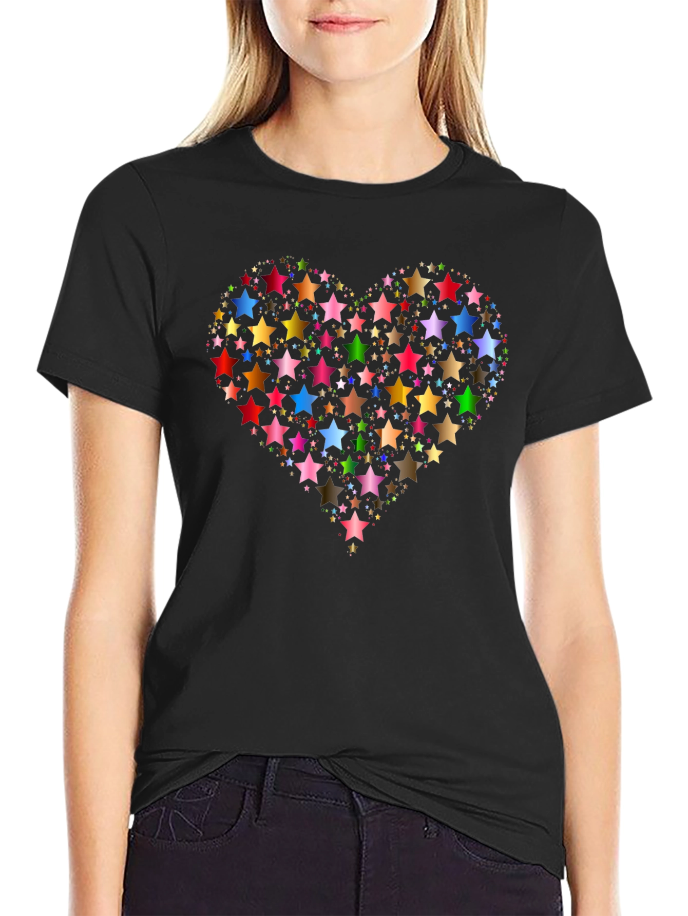 Star Heart Black T-Shirt Graphic Tee