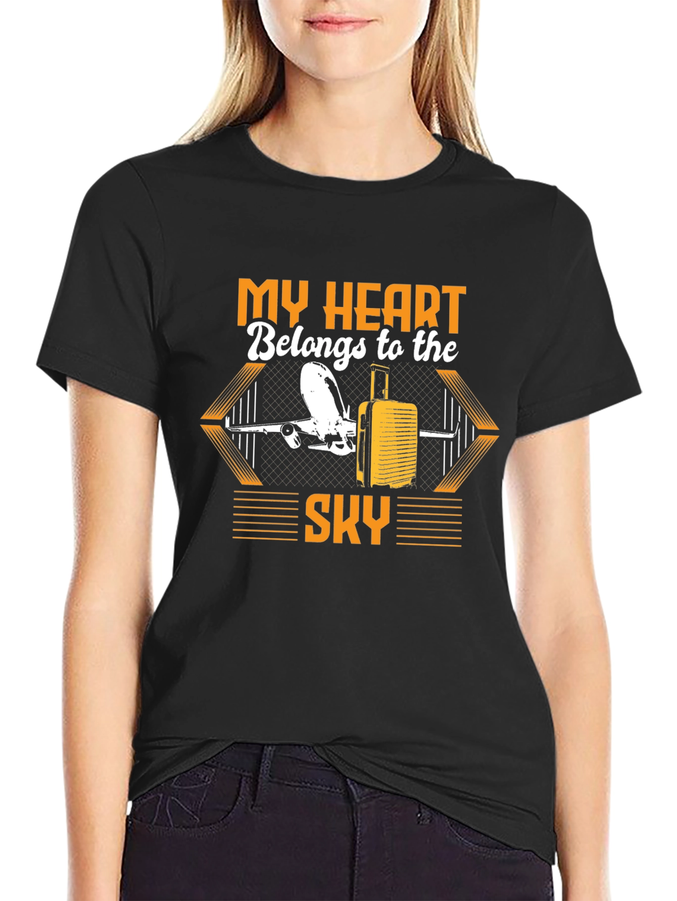 My Heart Belongs to the Sky Black T-Shirt