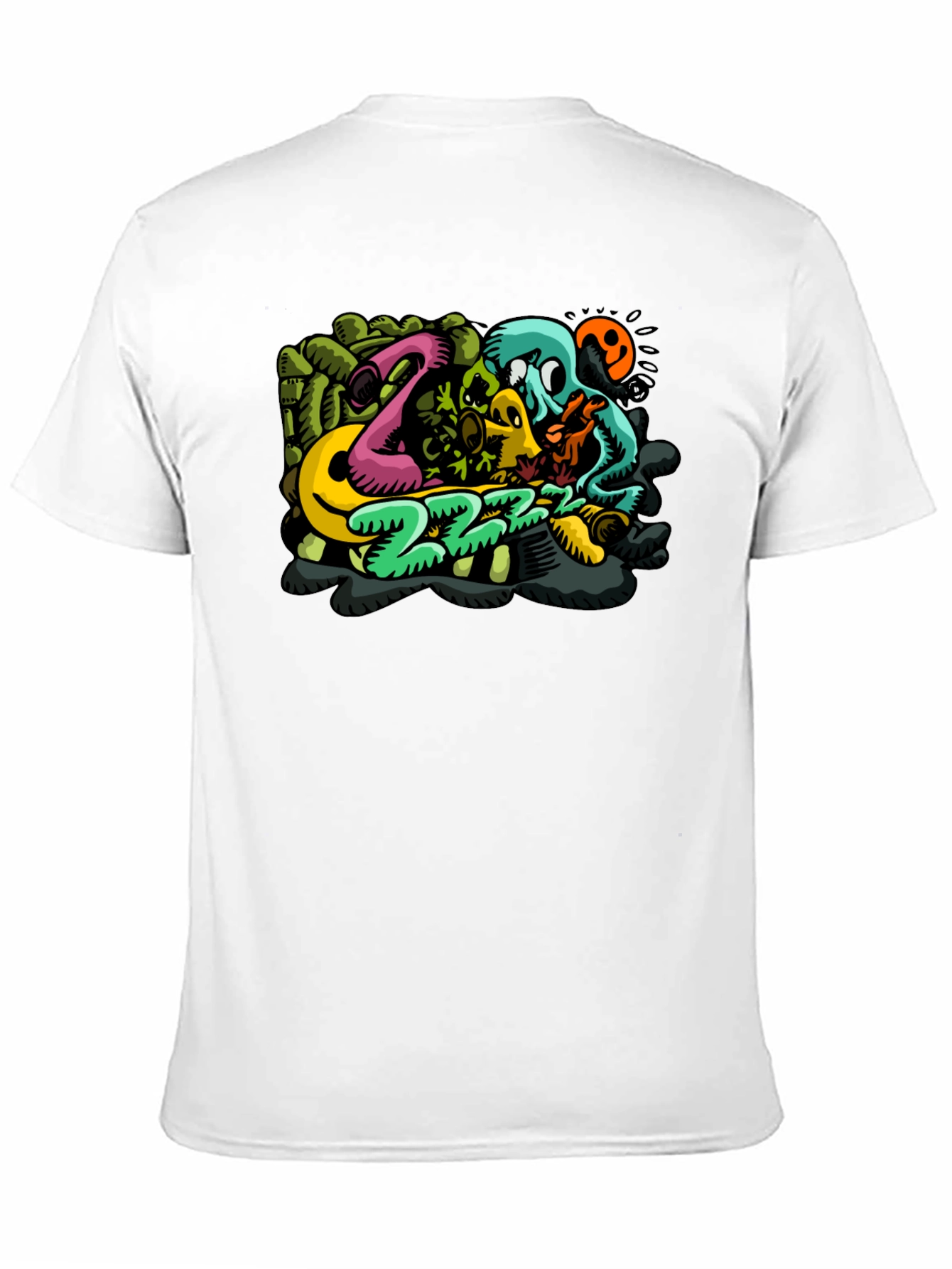 Mens Black T-Shirt with Cartoon Graphic