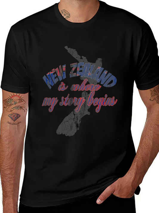 New Zealand Story Begins Black Graphic Tee