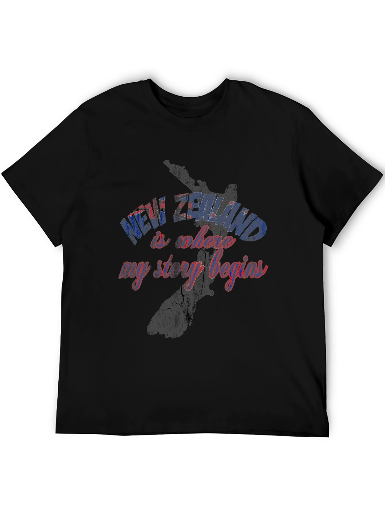 New Zealand Story Begins Black Graphic Tee