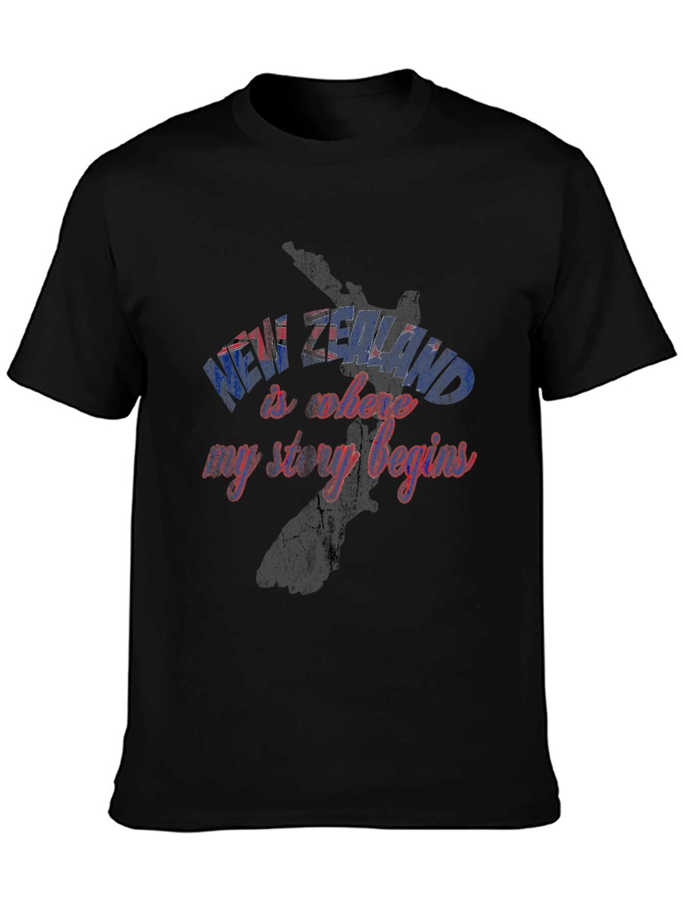 New Zealand Story Begins Black Graphic Tee