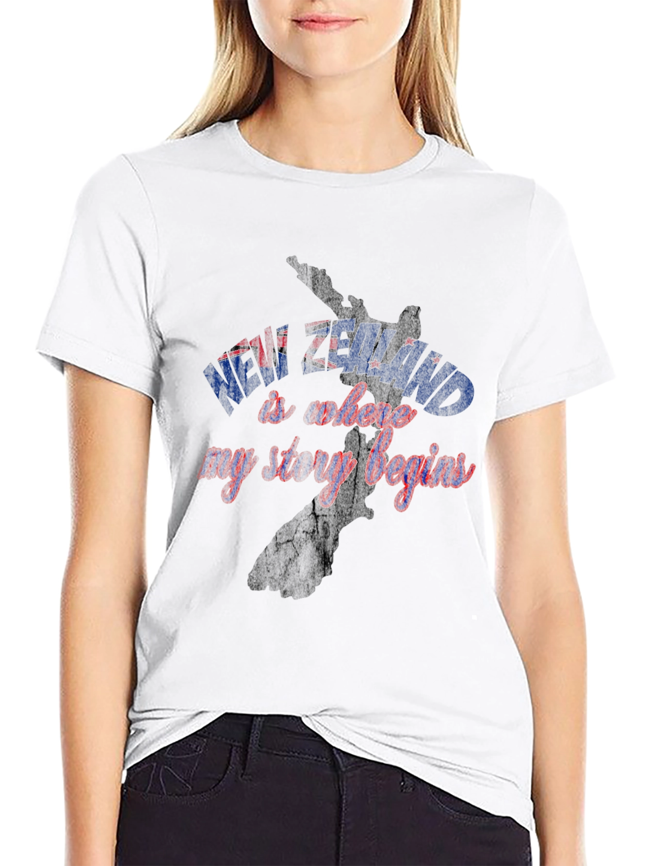 New Zealand Story Begins Black Graphic Tee
