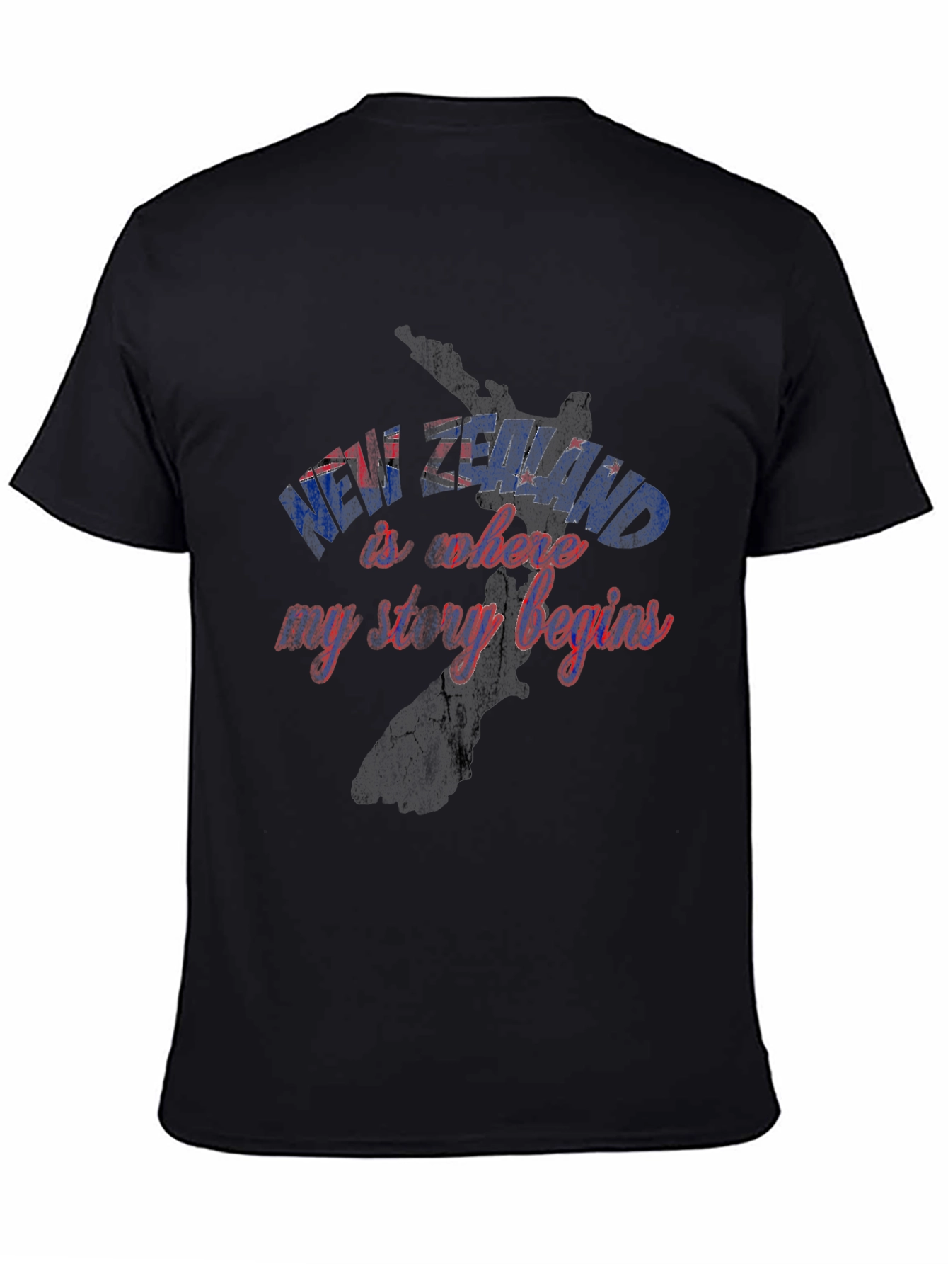 New Zealand Story Begins Black Graphic Tee