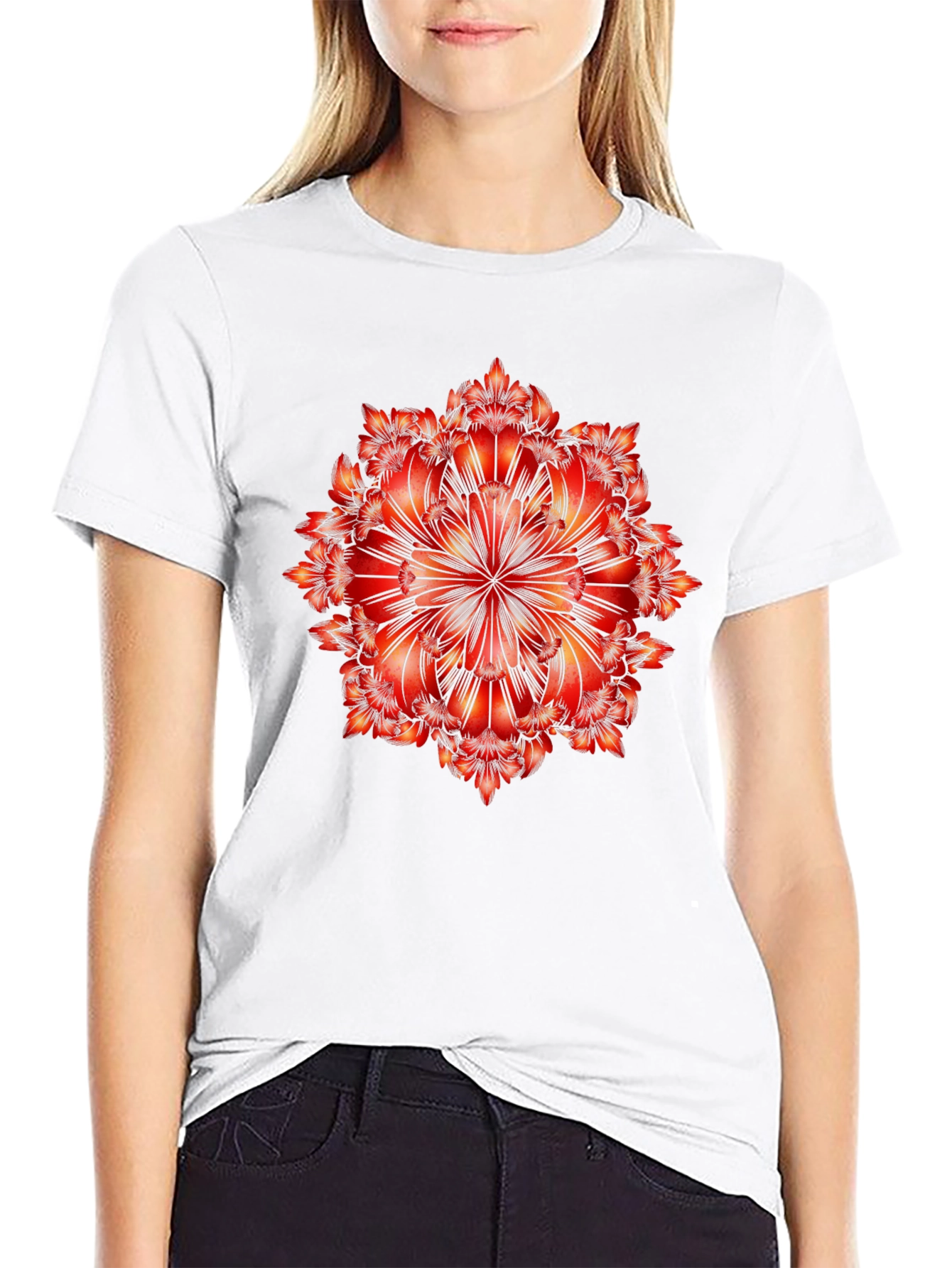 Geometric Mandala Graphic Tee - Bold Black T-Shirt