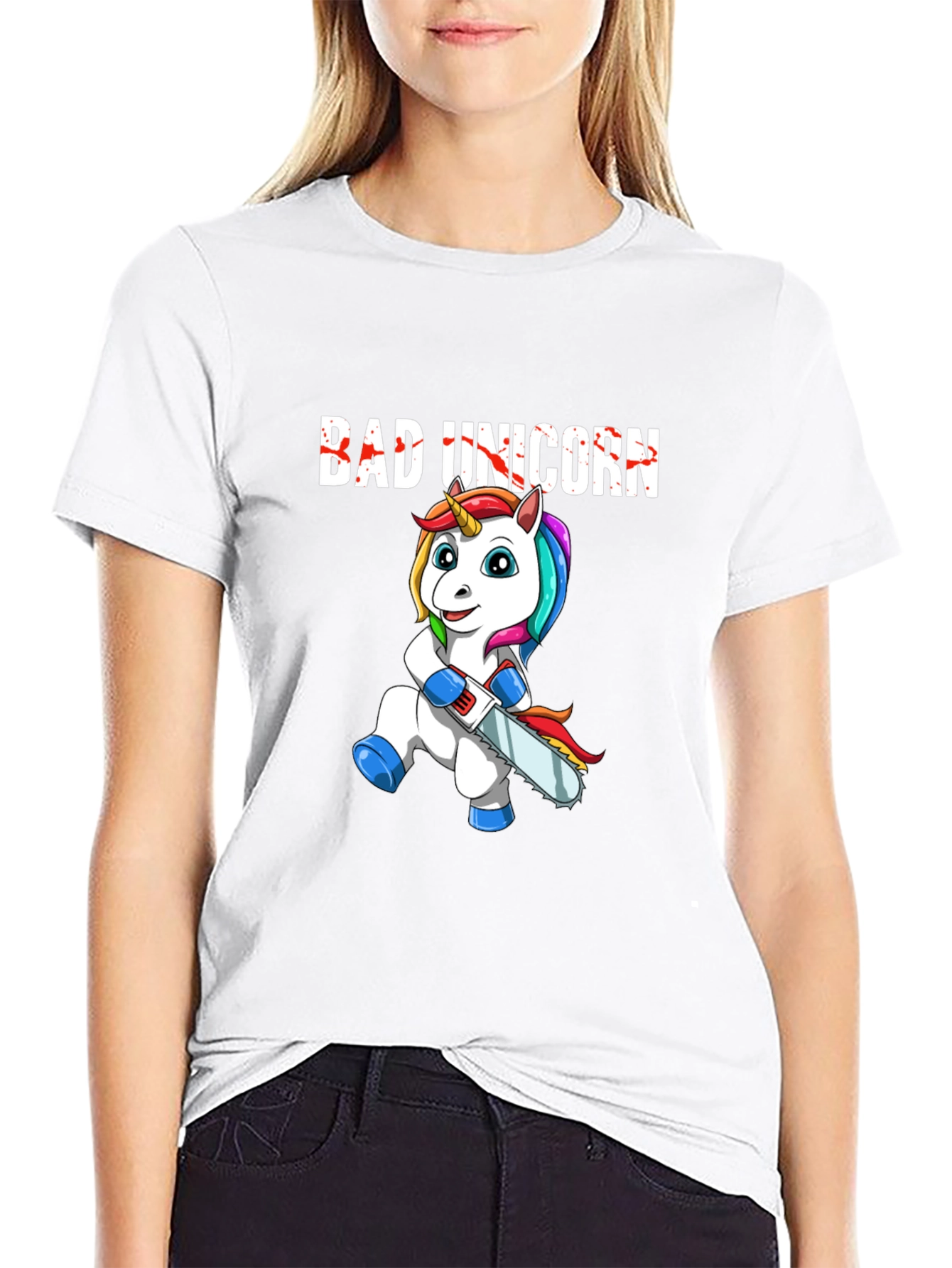 Bad Unicorn Graphic Print T-Shirt