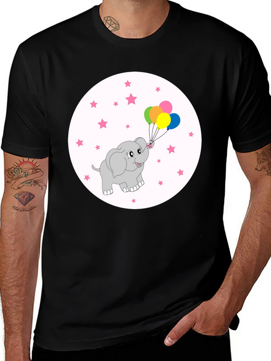 Cute Elephant Balloons Graphic Tee - Soft Cotton Comfort