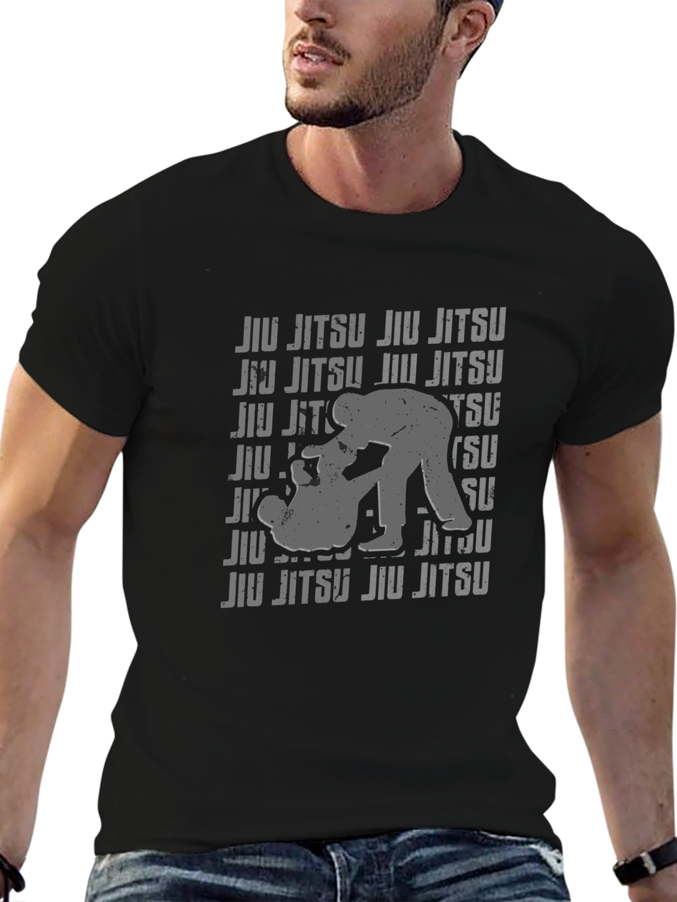 Jiu Jitsu Graphic Print Black T-Shirt