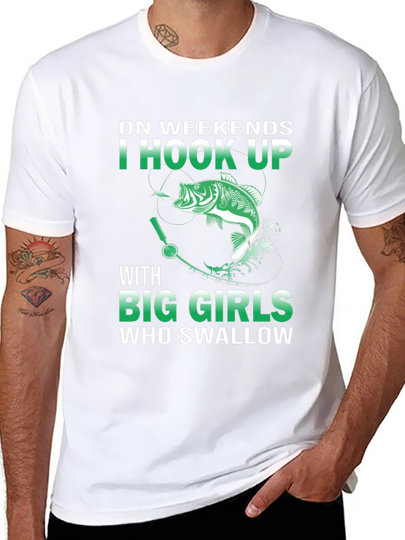 Funny Fishing Hook Up Graphic T-Shirt