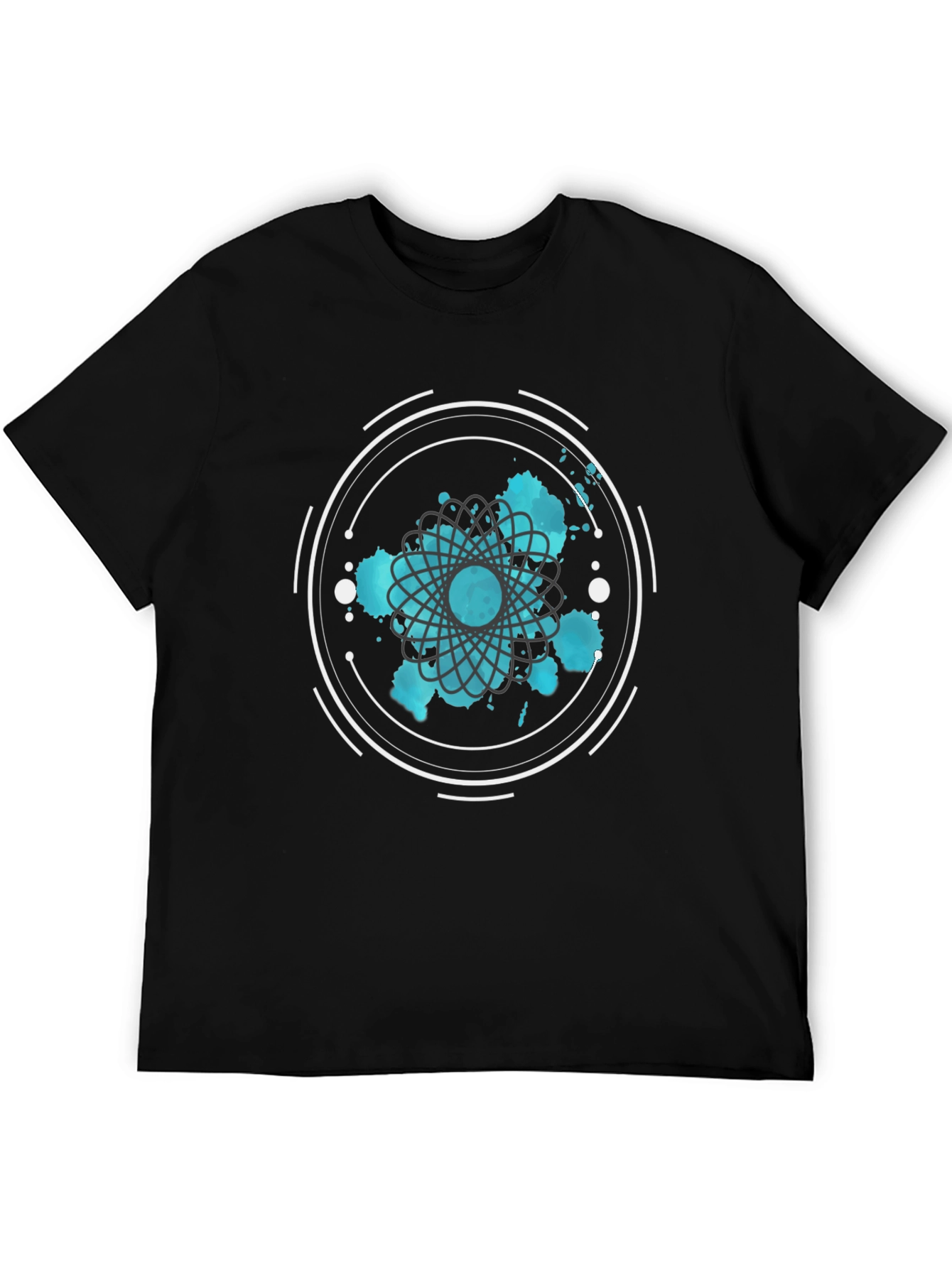 Abstract Graphic Tee - Round Design in Teal