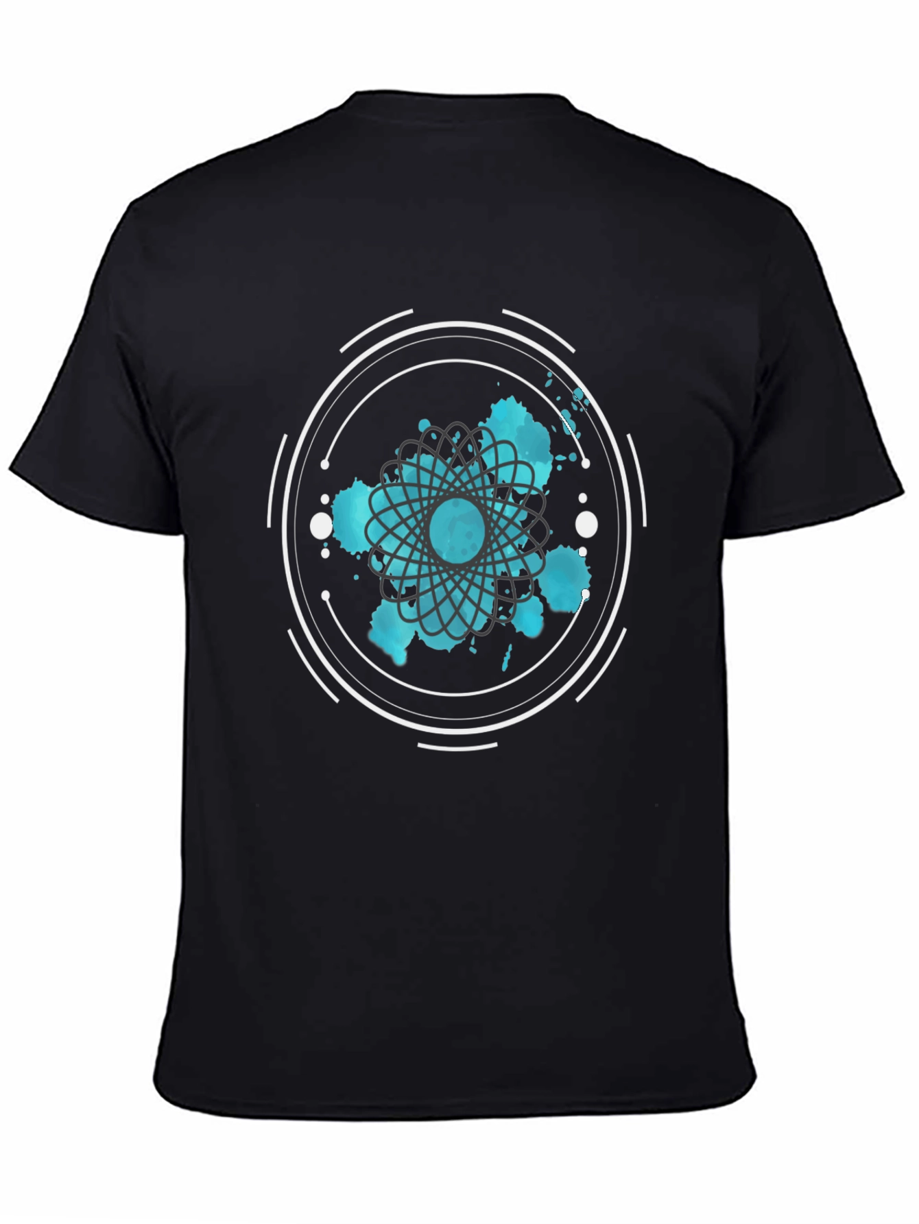 Abstract Graphic Tee - Round Design in Teal
