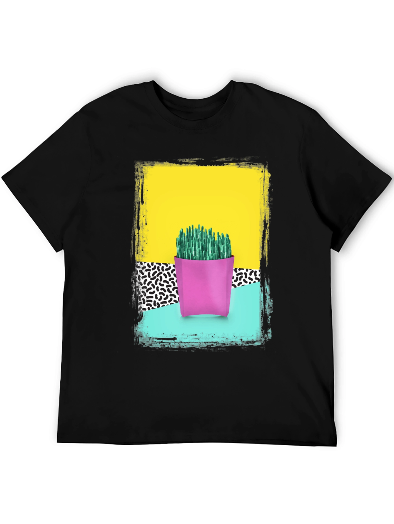 Retro Cactus Print T-Shirt - Bold 80s Style