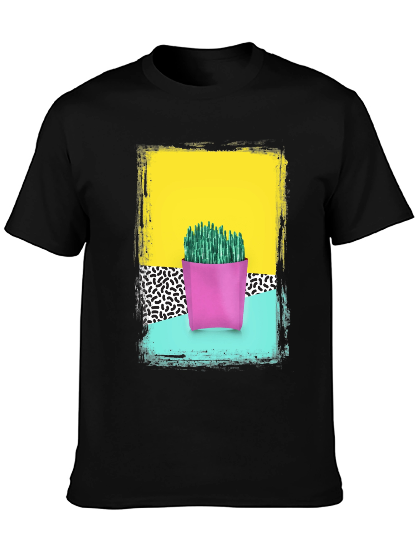 Retro Cactus Print T-Shirt - Bold 80s Style