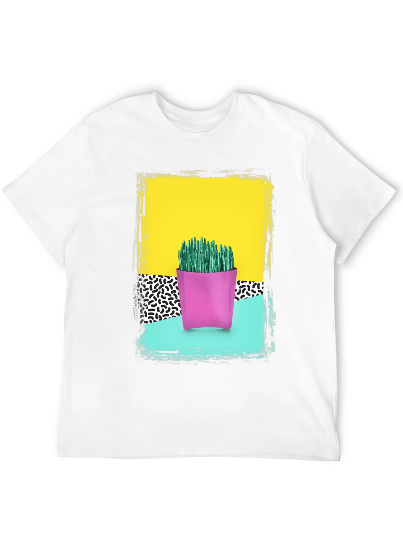 Retro Cactus Print T-Shirt - Bold 80s Style