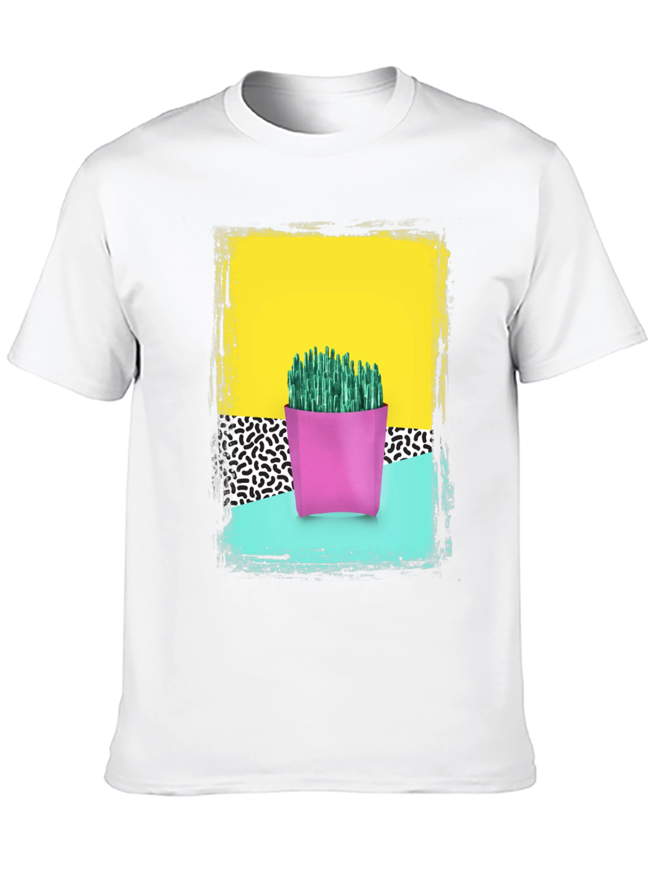 Retro Cactus Print T-Shirt - Bold 80s Style