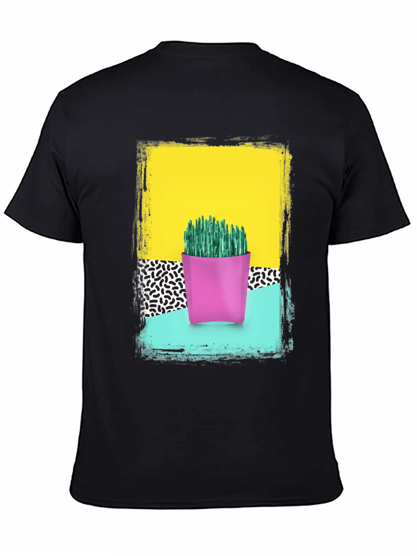Retro Cactus Print T-Shirt - Bold 80s Style