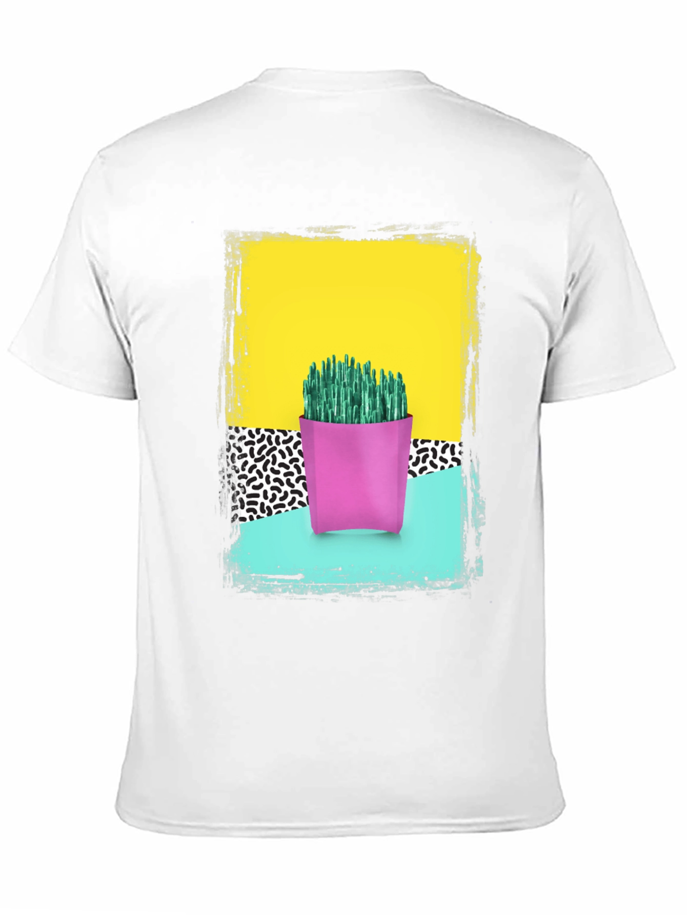 Retro Cactus Print T-Shirt - Bold 80s Style