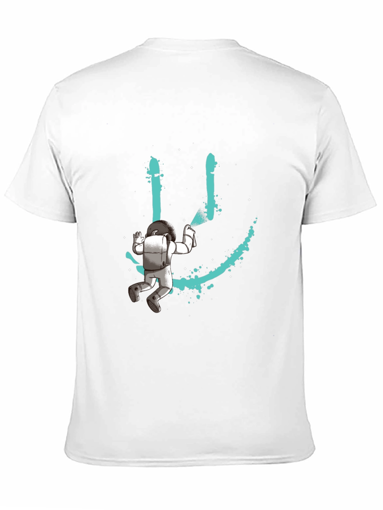Astronaut Smiley Graphic T-Shirt - Black