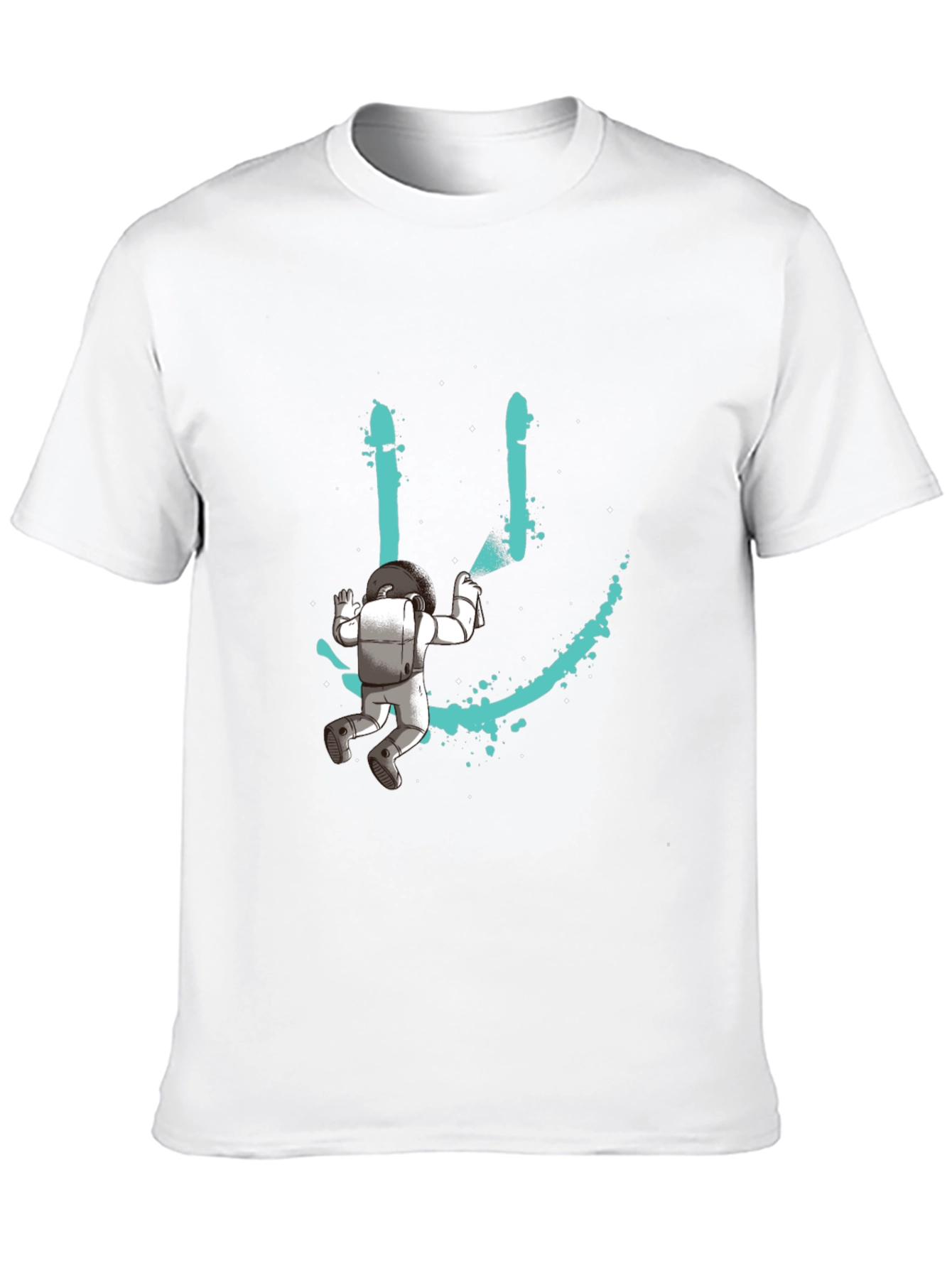 Astronaut Smiley Graphic T-Shirt - Black