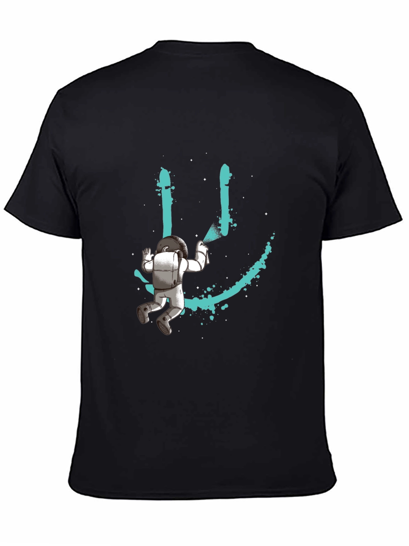 Astronaut Smiley Graphic T-Shirt - Black