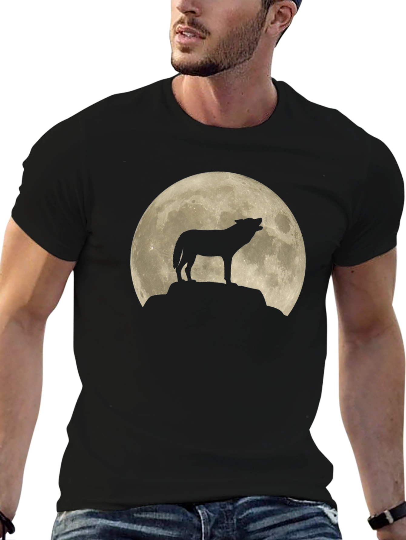 Wolf Moon Silhouette T-Shirt - Black