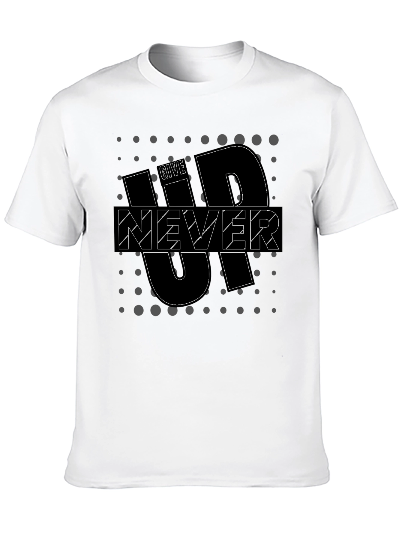 Motivational Black T-Shirt - Never Give Up