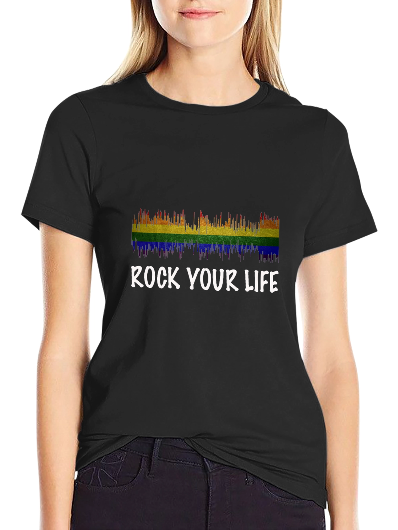 Rock Your Life Rainbow Graphic T-Shirt