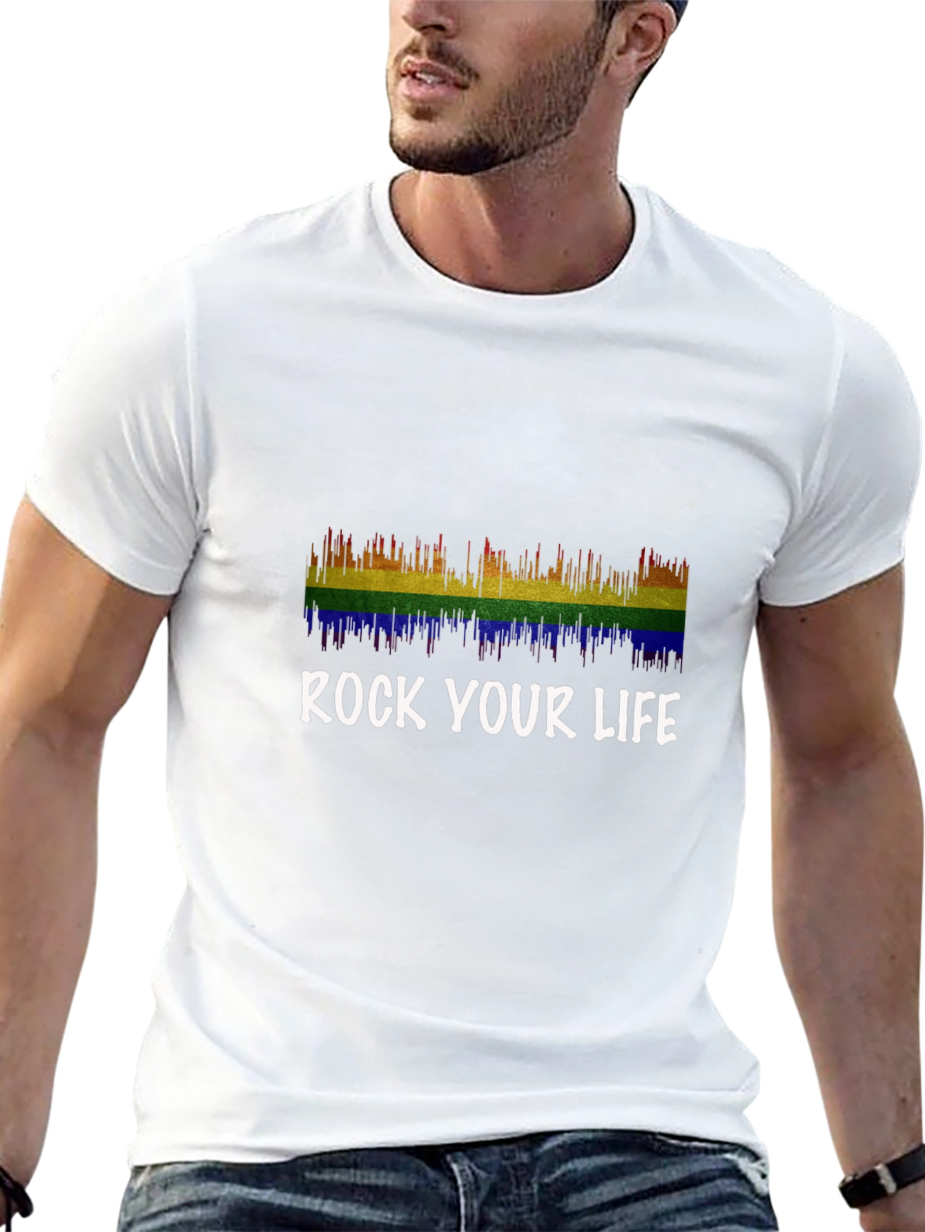 Rock Your Life Rainbow Graphic T-Shirt