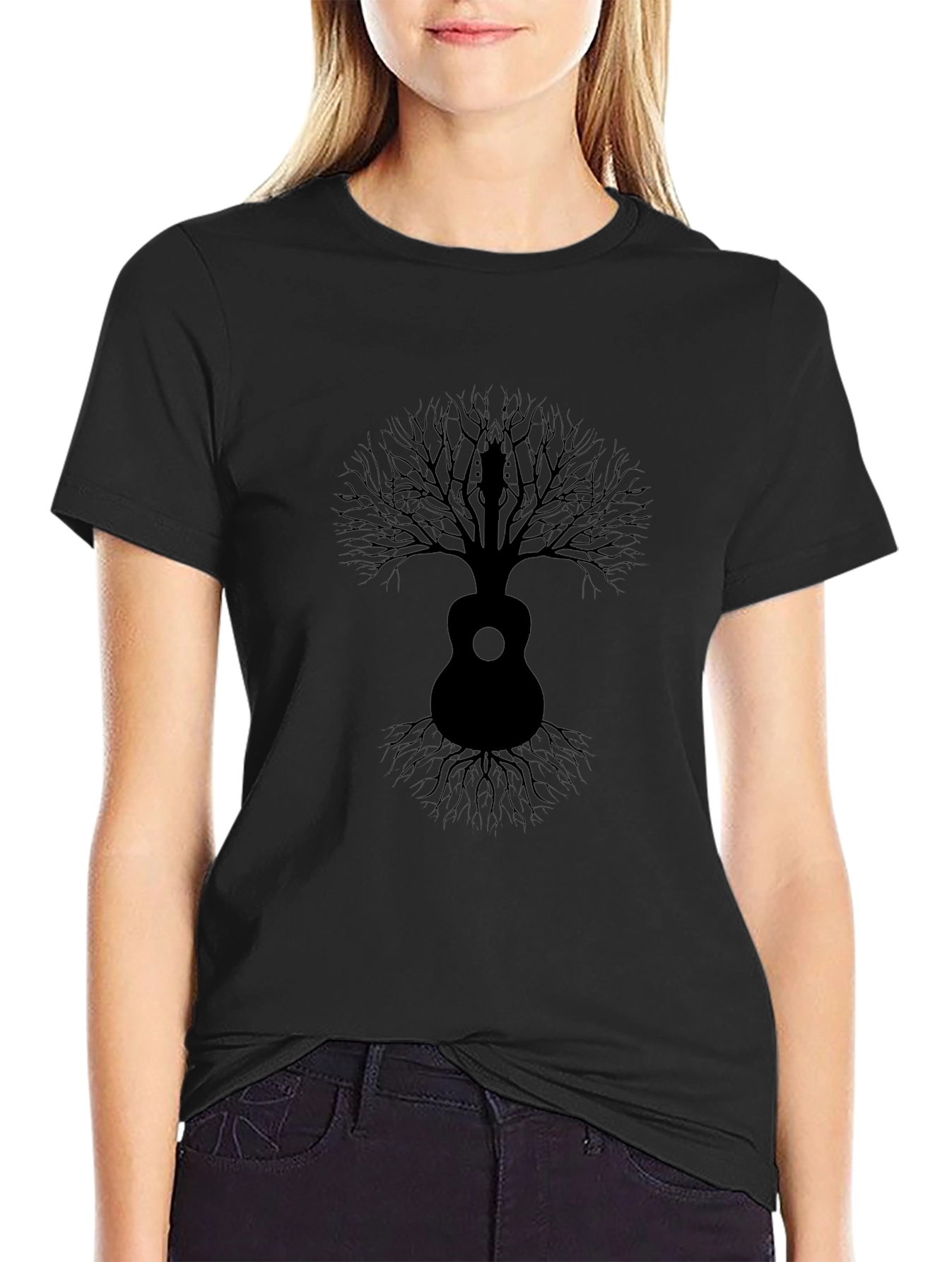 Guitar Tree Mens Black Graphic Tee