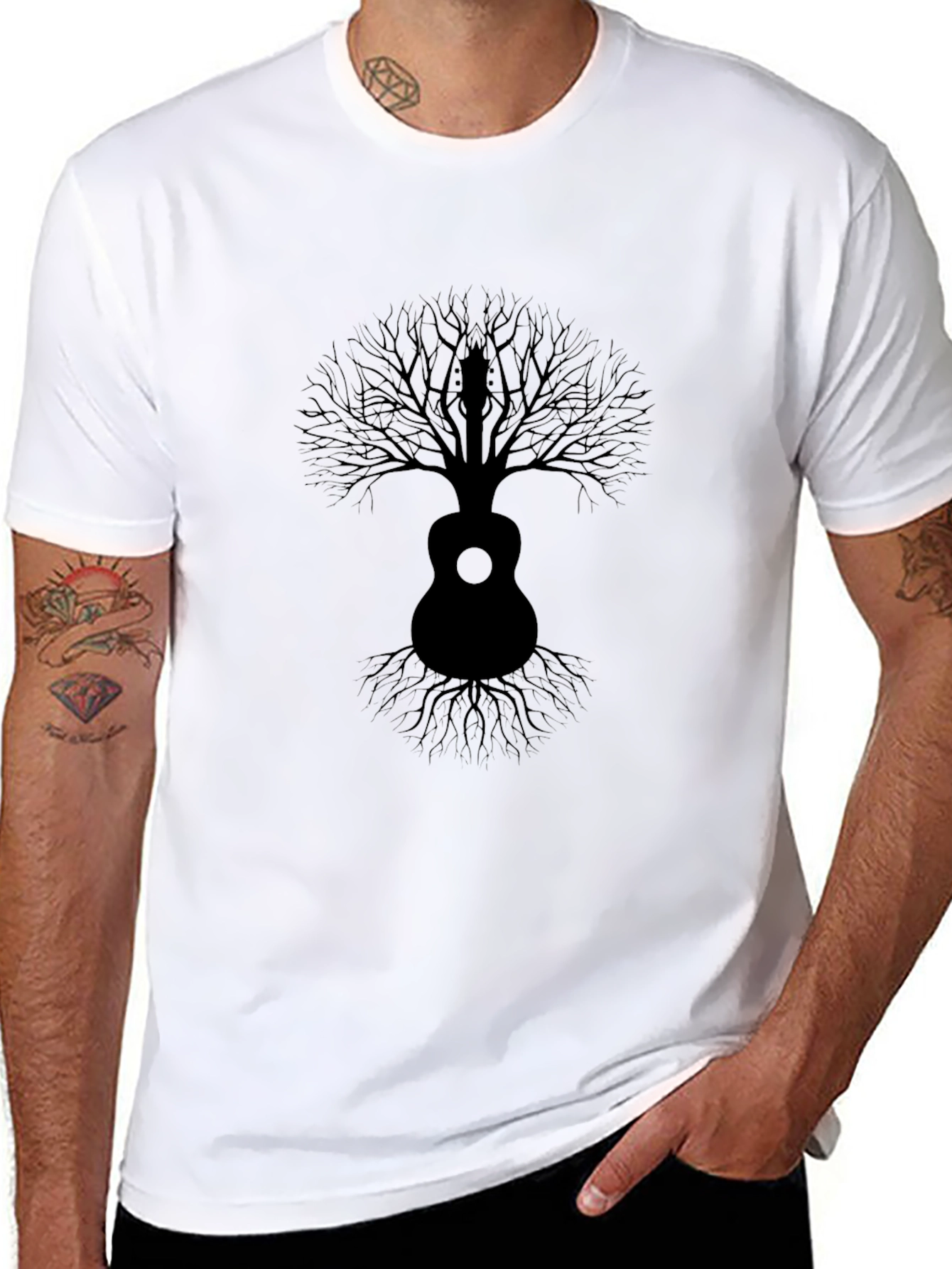 Guitar Tree Mens Black Graphic Tee