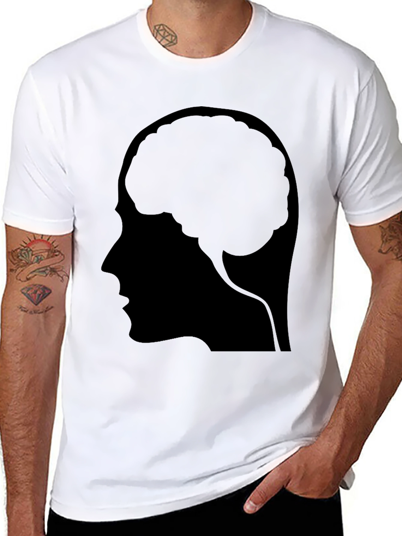 Brain Profile Graphic T-Shirt - Black