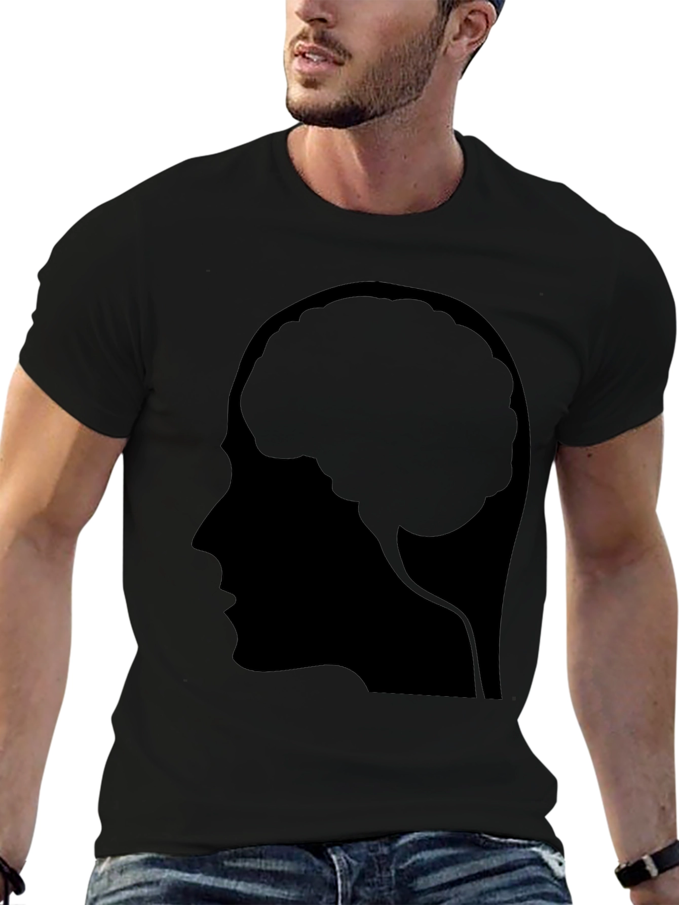 Brain Profile Graphic T-Shirt - Black