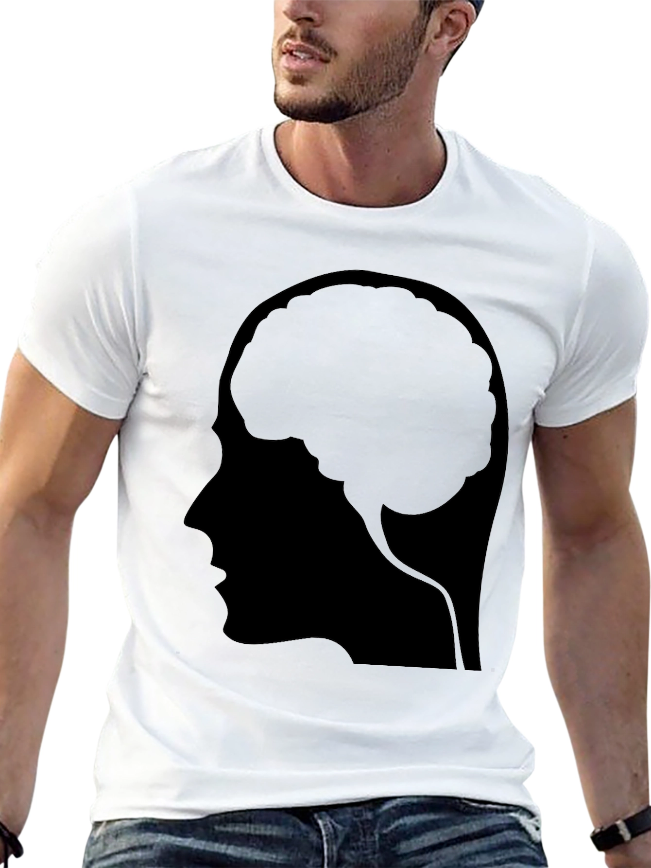 Brain Profile Graphic T-Shirt - Black