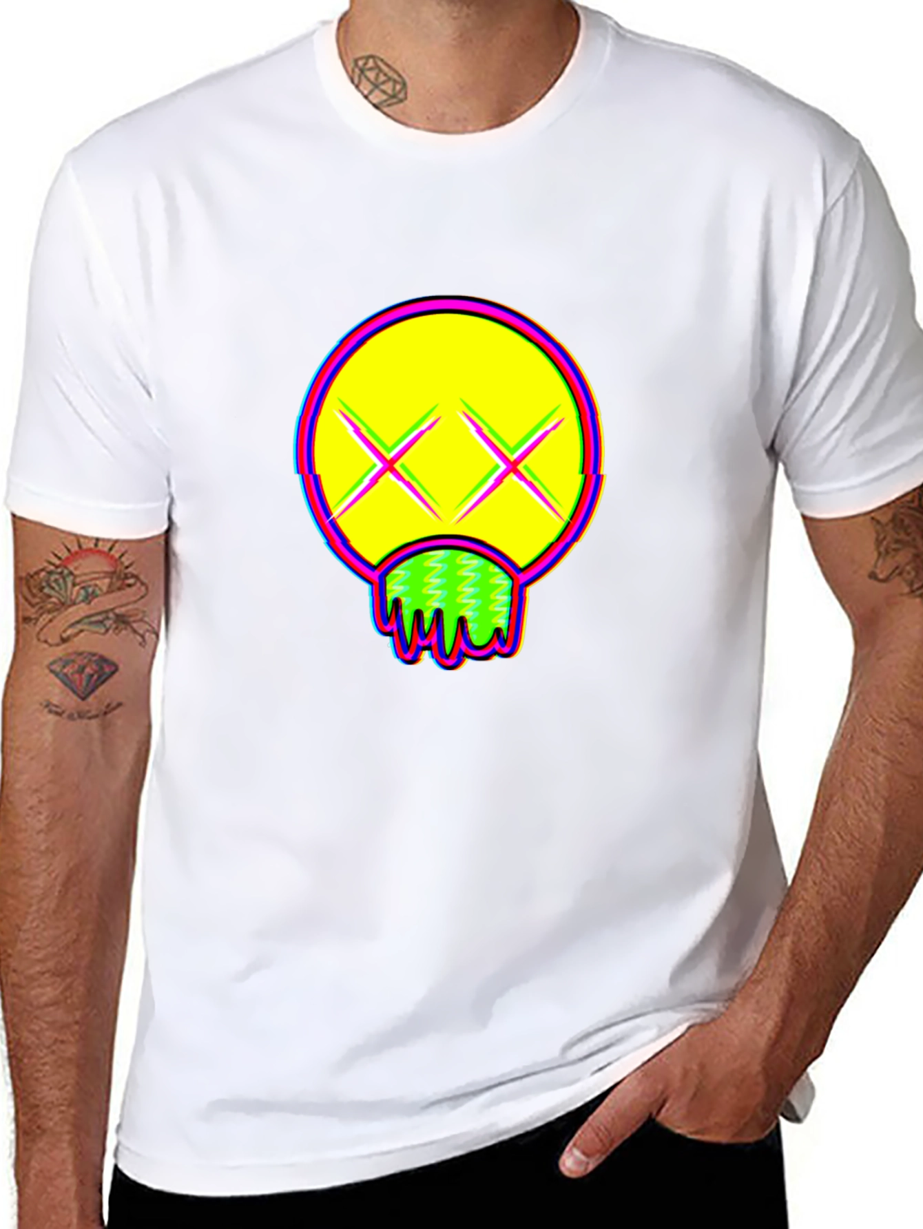 Vibrant Graphic Print Crew Neck T-Shirt