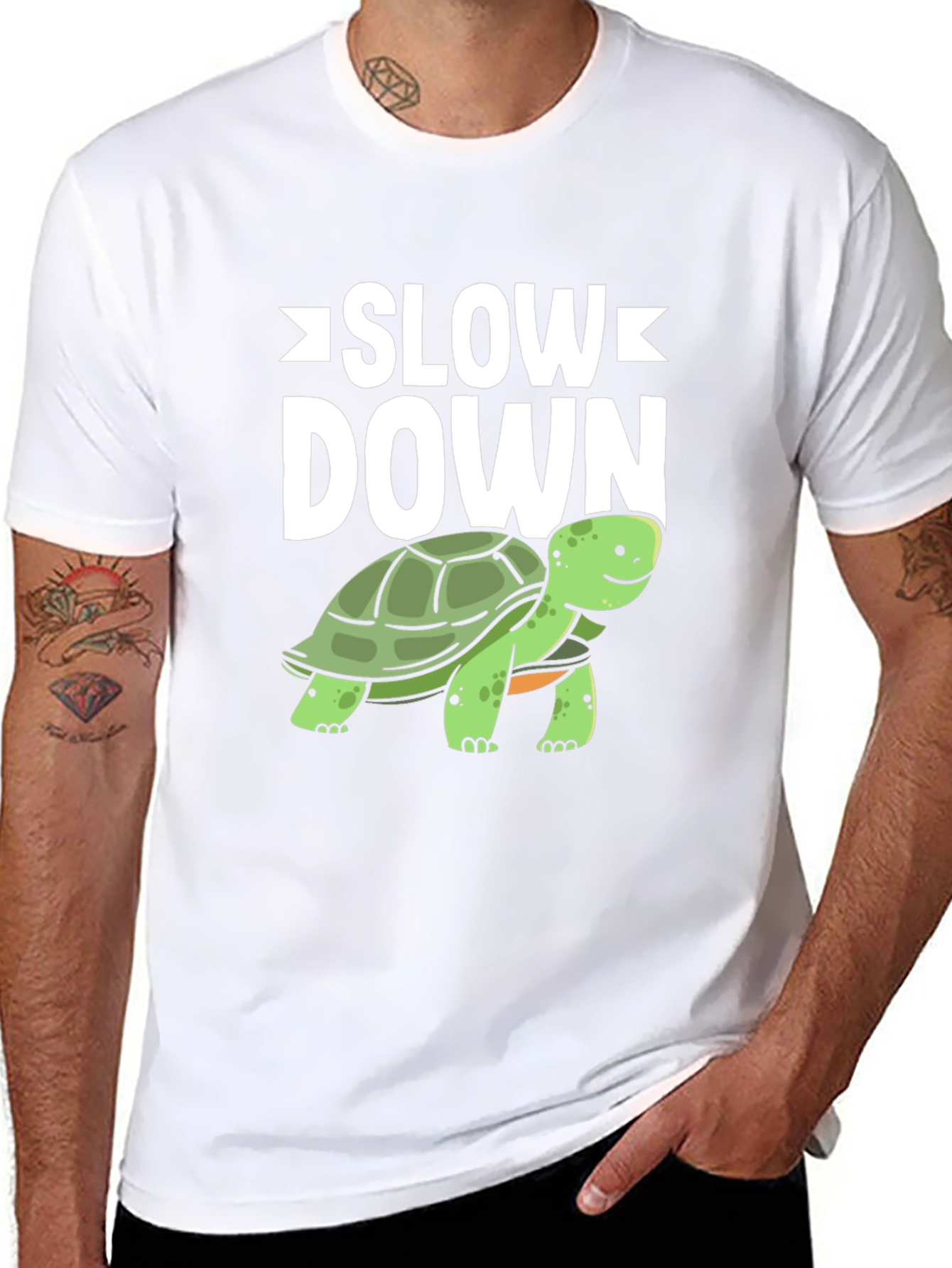 Slow Down Turtle Graphic T-Shirt