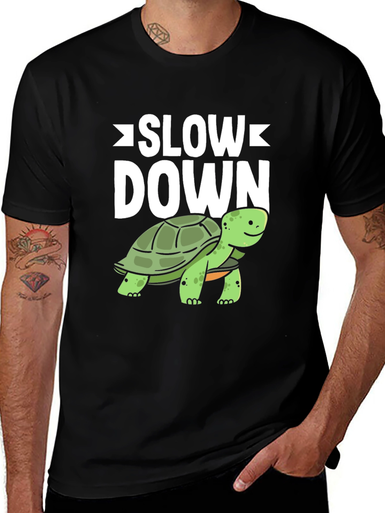 Slow Down Turtle Graphic T-Shirt