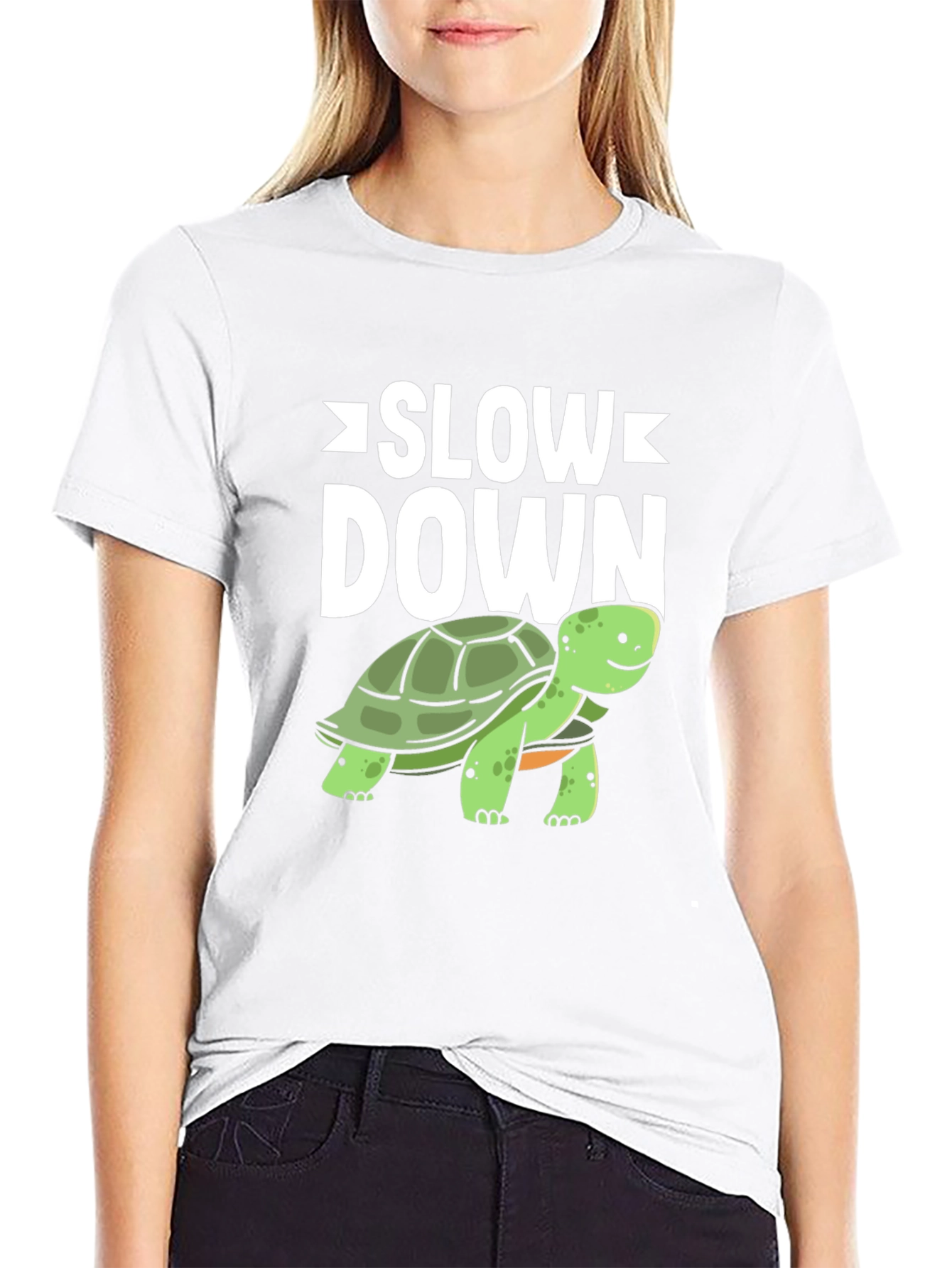 Slow Down Turtle Graphic T-Shirt