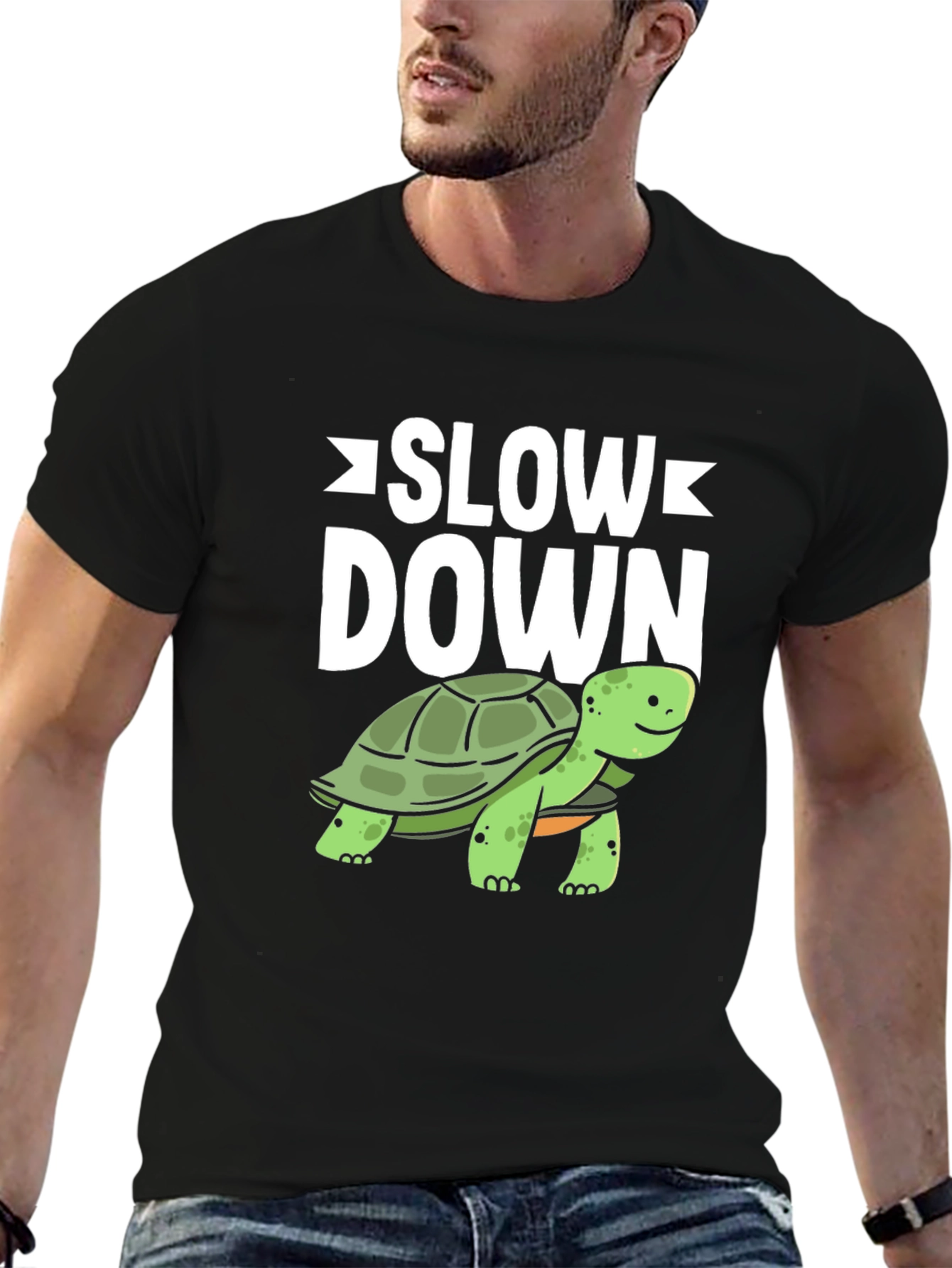Slow Down Turtle Graphic T-Shirt
